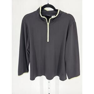 Athletech Womens Sz XL 1/2 Zip Athletic Jacket Black w/ Lime Trim